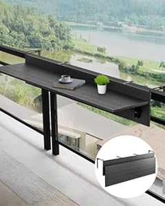 VEVOR Balkontisch, 1500x300 mm, klappbarer Balkonhängetisch, Klapptisch für den Außenbereich, 22 kg Tragkraft, passend für Geländer von 2, 54 bis 15 cm, Serviertisch für Terrasse und Deck
