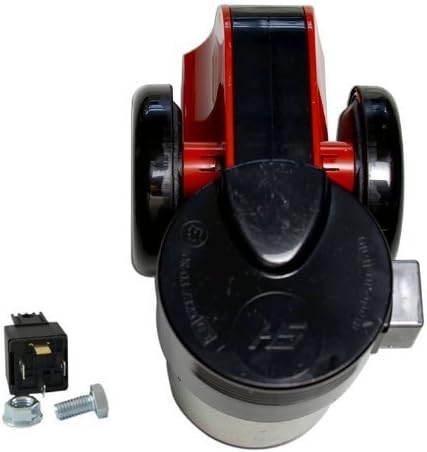 HS RED Chrome Silver Black Loud Motorcycle 12V Air Horn Euro Blast Euroblast for Harley Davidson & Other Bikes (Made in Italy) 139db +