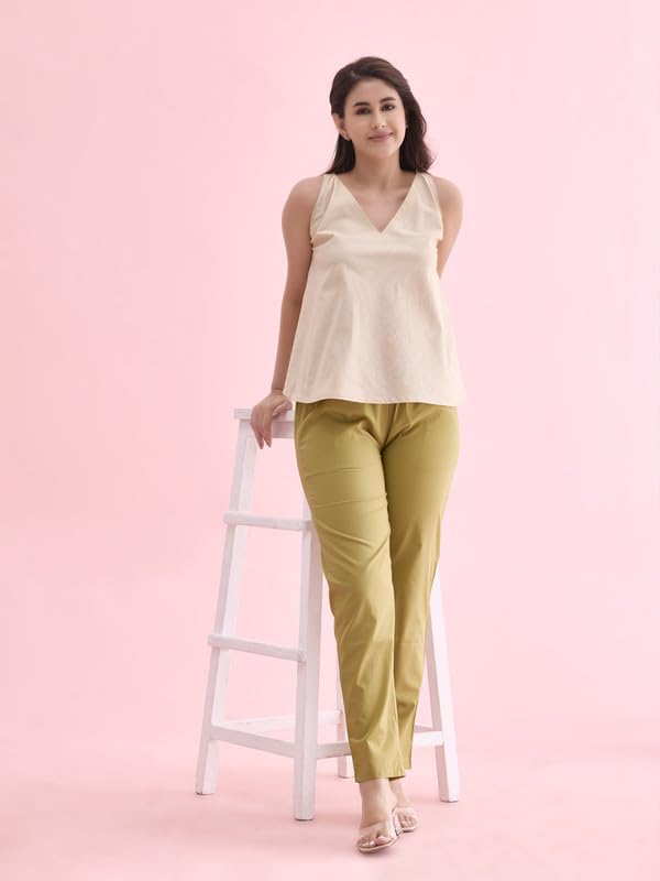 Image of GO COLORS Soft Cotton Pant Full Length for Women| Breathable, Mid Rise
