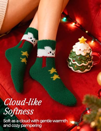 Image of TEHOOK Warm & Cozy Gifts for Women, Fluffy Fuzzy Plush Sleeping Slipper Socks - Soft Warm Fabric