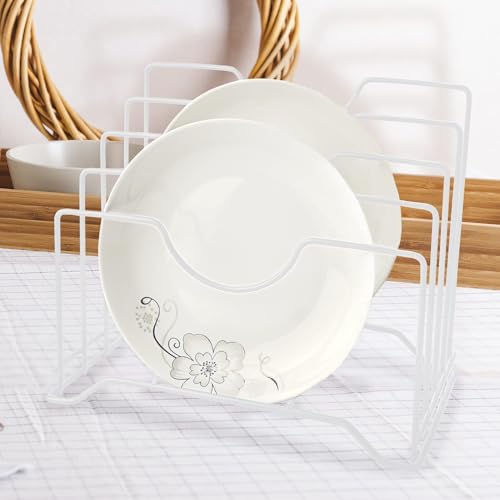 Image of Pan & Pot Lid Organizer Rack - Multifunctional Cookware for Cabinet, Pantry Chopping Board Holder, Space-Saving Kitchen Organizer, Black (L-9 x W-7 x H-9 in (PAN RACK WHITE)