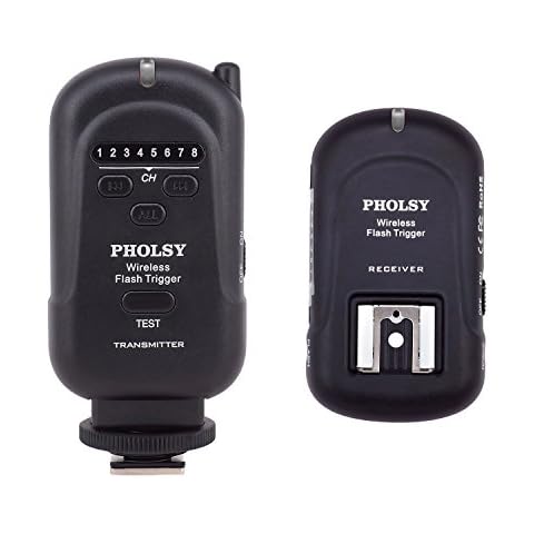 PHOLSY Wireless Camera Flash Trigger Transmitter and Receiver (Range of 650'/ 200m) Cover