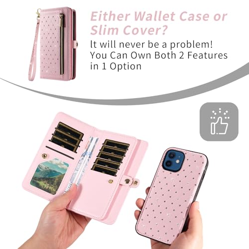Coque portefeuille iPhone 12 Mini 5G avec emplacements cartes et dragonne