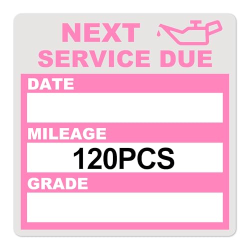 Image of for Oil Change Sticker Static Cling, Clear Stickers 120 Pcs 2 inchx 2 inch Next Service Due Sticker for Windshield, Easy to Peel with No Residue for Car Auto Vehicle Window (Pink3)