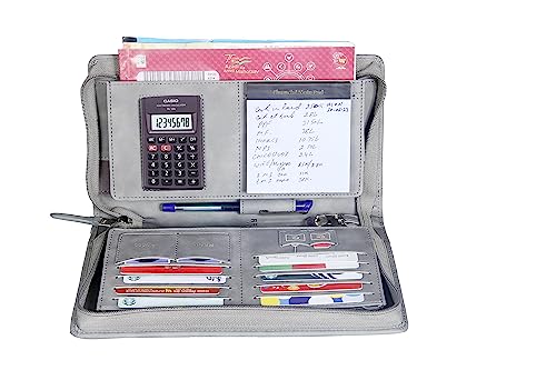 Image of Sukeshcraft Multiple Cheque Book Holder | 8 Digit Calculator Finiancial Note pad (Classic, Pull Grey Calulator)