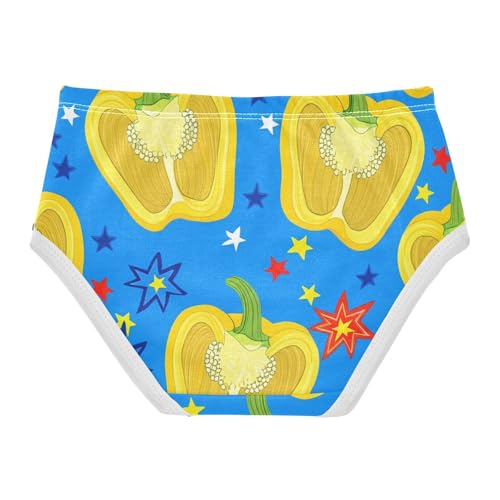 Vibrant Yellow Peppers Stars Blue Toddler Underwear Custom 2t Cotton Girl Panties Cute Florals Kids Undies Briefs2