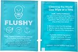 FLUSHY 50 Pack Wet Wipes Individually Wrapped Travel Hand Flushable Camping Individual Packed Sachet Packet Toilet Adults Kids Childrens Sensitive Skin Pure Water Body Biodegradeable Plastic Free