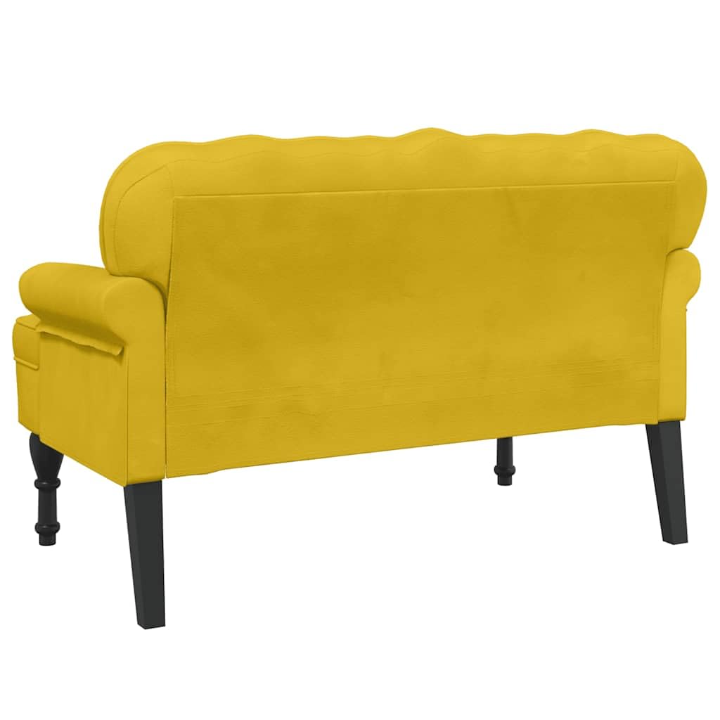 vidaXL Banco, Silla con Respaldo Reposabrazos, Banca de Final de Cama, Asiento Tapizado para Pasillo Recibidor Dormitorio, Terciopelo Amarillo