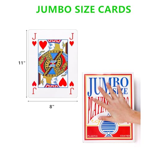 2 Paquetes Naipes Jumbo Gigantes de Póker 8x11in miniatura 2