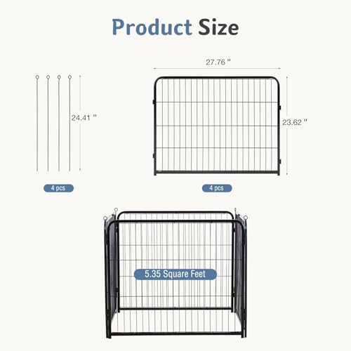 Image of DUMOS Dog Playpen 24 Inch 4 Panels Indoor Outdoor Metal Pet Fence | Foldable Dog Play Pen with Door, Portable Exercise, RV Camping, Puppy Small Dogs