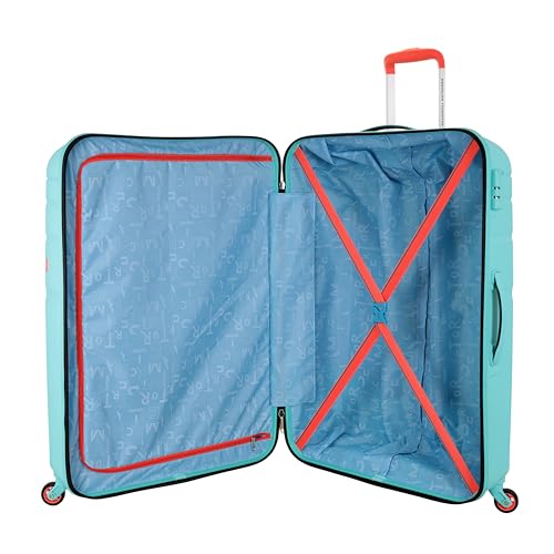 Image of American Tourister Upland Sport 79 CM Large Checkin Polypropylene (PP) Hard 4 Wheels Spinner Luggage /Suitcase /Trolley Bag for Travel (Pool Blue)