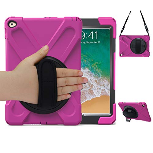 iPad Air 2 Cases and Covers for Kids 2014 TSQ Case for iPad Air 2 Gen High Impact Resistant Rugged Cover w/Rotatable Stand/Hand Strap&Shoulder Strap for iPad Air 2nd 9.7 Inch(A1566/A1567), Hotpink iPad Air 2 Cases and Covers for Kids 2014 TSQ Case for iPad Air 2 Gen High Impact Resistant Rugged Cover w/Rotatable Stand/Hand Strap&Shoulder Strap for iPad Air 2nd 9.7 Inch(A1566/A1567), Hotpink