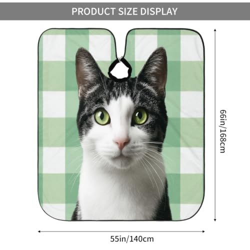 Capa para Corte de Pelo Estilo Cuadros Verde y Blanco miniatura 5