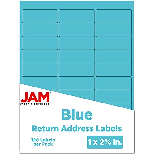 JAM PAPER Return Address Labels - Standard Mailing - 1 x 2 5/8 - Blue - 120 Shipping Labels/Pack