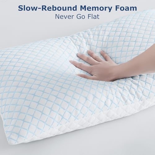 Image of mislili Cooling Pillows Queen Size Set of 2, Adjustable Firm Shredded Memory Foam Queen Pillow, Queen Size Pillows for Stomach Back Side Sleepers, Washable Cover, with Extra Fill