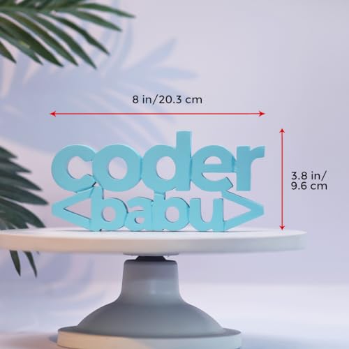 Image of NUKKAD TALES Coder Babu Blue Quirky Showpiece Decorative Items for Study Table for Students Decoration Items for Office Table Birthday Gift Items Gift for Coder for Techie (8 X 3.79 Inch)