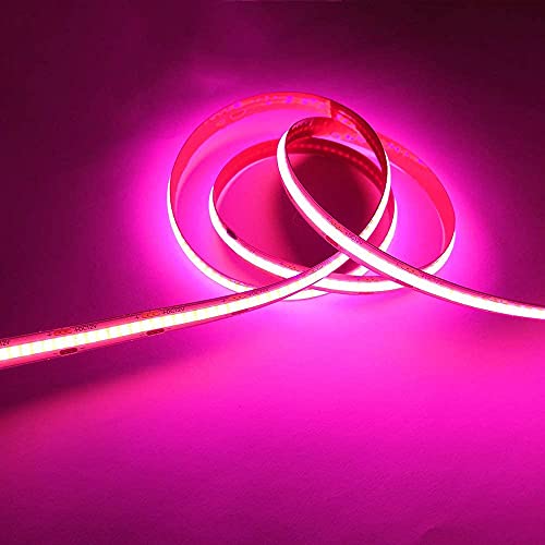 Image of 16.4FT /5M COB Flexible LED Strip Light DC12V /24V 528leds /m Bendable Tape (12V, Pink)