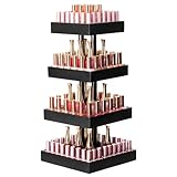 Homde Nail Polish Display Stand and Storage: 360 Degree Rotating Bamboo Rack Organizer, 4 Tier Makeup Holder for Fast Access on Countertop or Vanity for Girls & Women,Black