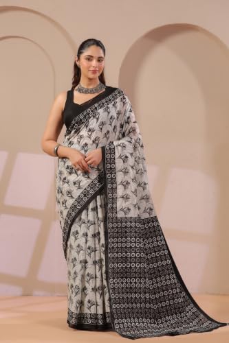 Image of TAMAIRA FASHION Mulmul Pure Cotton Saree For Woman Floral Batik Printed|Office Wear Daily Wear Sarees For Women Without Blouse Piece(Available in 18 Colours)