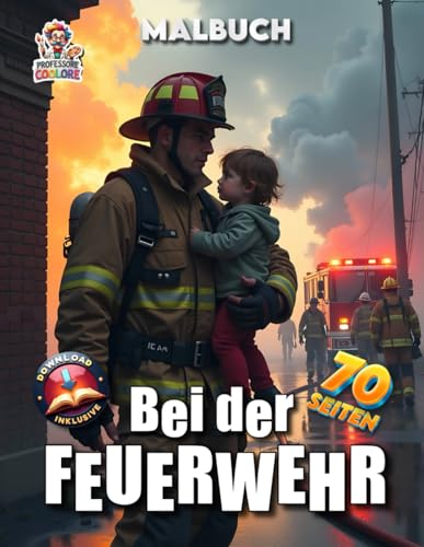 Bei der Feuerwehr - Malbuch: 70 spannende Seiten voller Feuerwehr-Action zum Colorieren fuer jung und alt (Professore Coolore Ma