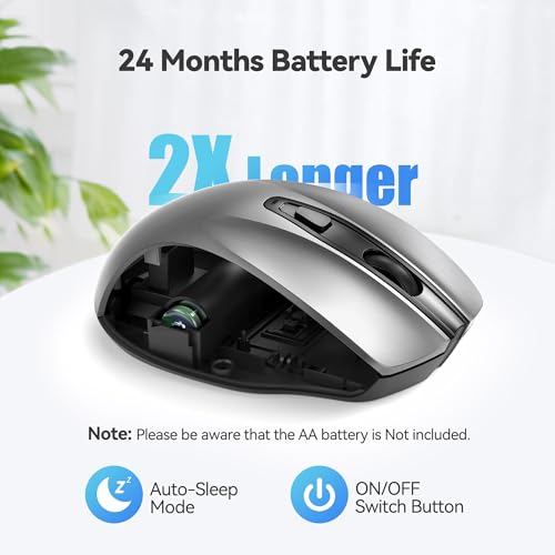 Image of TECKNET Wireless Mouse, 2.4G Ergonomic Computer Mouse, 2600 DPI, Silver