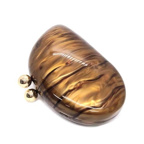 Image of Acrylic Shell Shaped Bag Luxury Marble Clutch Evening Purses for Women Glitter Handbag for Wedding Cocktail Party Prom