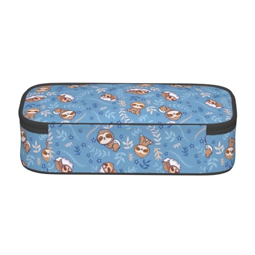 Image of Cute Sleep Sloth Large Pencil Case With Zipper Compartments Stationery Pencil Bag For Kids Teens Students School Supplies