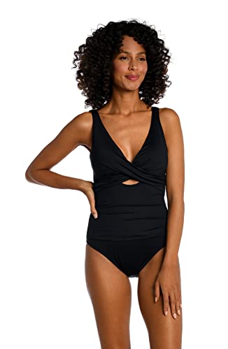 La Blanca Women's Island Goddess Cross Front Keyhole One Piece Swimsuit, Black, 12 #TOP30