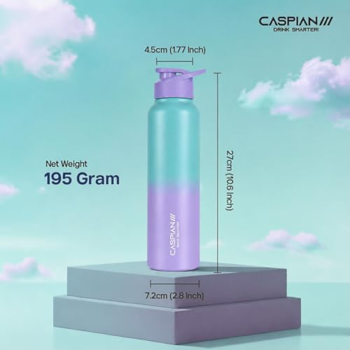 Image of Caspian Hike Stainless Steel Sipper Water Bottle 1 Ltr (Litre) for School, Fridge, Office, Gym, Home-Ideal for Adults, Men, Women, Kids, Boys, Girls-1000ml Leakproof, Rust free, Eco-Friendly, E Grad