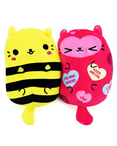 Cats vs Pickles - Miss Bumble Kitty & Be Mine Kitty - 2-Pack - 4" Cute Cuddly Collectible Bean Plush Toy - are You Team Cat or Team Pickle? Collect Them All!