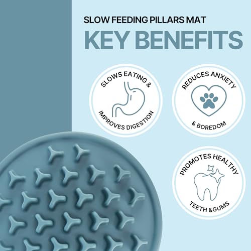 TRIXIE Slow Feeding Anti Schling Matte Pillars, TPE, Ø 35 cm, Blau - 25038