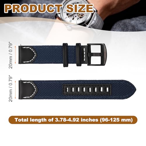 Bracelet montre 20mm cuir et nylon bleu-noir chic - 2