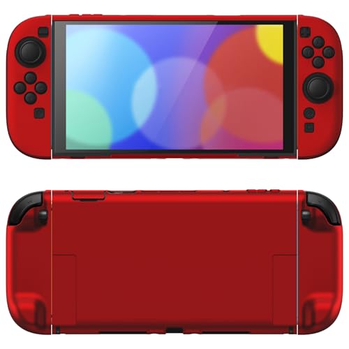 PlayVital Hard Case for Nintendo Switch 2 with Extra Stand &amp; Thumb Grip Caps | Split Design, Dockable Protective Full-Body Shell Cover for Nintendo Switch 2 | Solid Color Series (Scarlet Red)