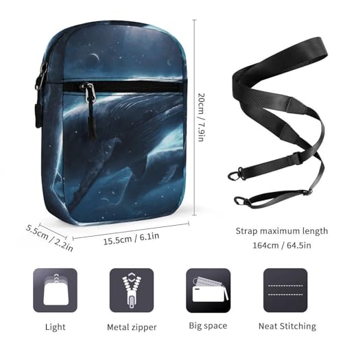 Personalized Small Crossbody Bag Water Resistant Messenger Bags Mini Whales Traveling in Space Printing SlingBag For Men Women2