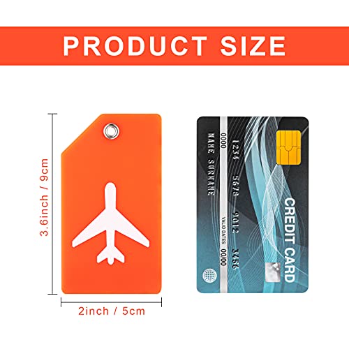 8 Pieces Luggage Tags Silicone Luggage Suitcases Tags For Travel Luggage Name Tags Includes Name Cards With Partial Privacy Cover & Stainless Steel Loops For Secure Fastening (Orange) #TOP1