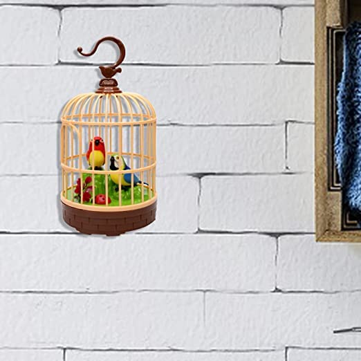 KAVIN Hanging Cage with Singing and Chirping Parrot Toy Flashing Light Balcony Hanging Bird Nest for Home Décor Random Colours Pack of 1 (Small) (B0C6DQBLG9) Amazon Price History, Amazon Price Tracker