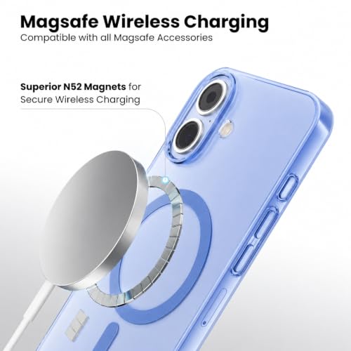 Image of DIZORO Matte Case for iPhone 17 Compatible with MagSafe, Camera Lens Full Protection, Shockproof Translucent Frosted TPU Soft Phone Cover, Anti-Fingerprint (Cloud Blue)