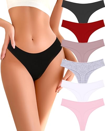 READY TO LOVE Cotton Underwear for Women Pack Sexy Stretch Soft Thongs Breathable Thong Panties for...