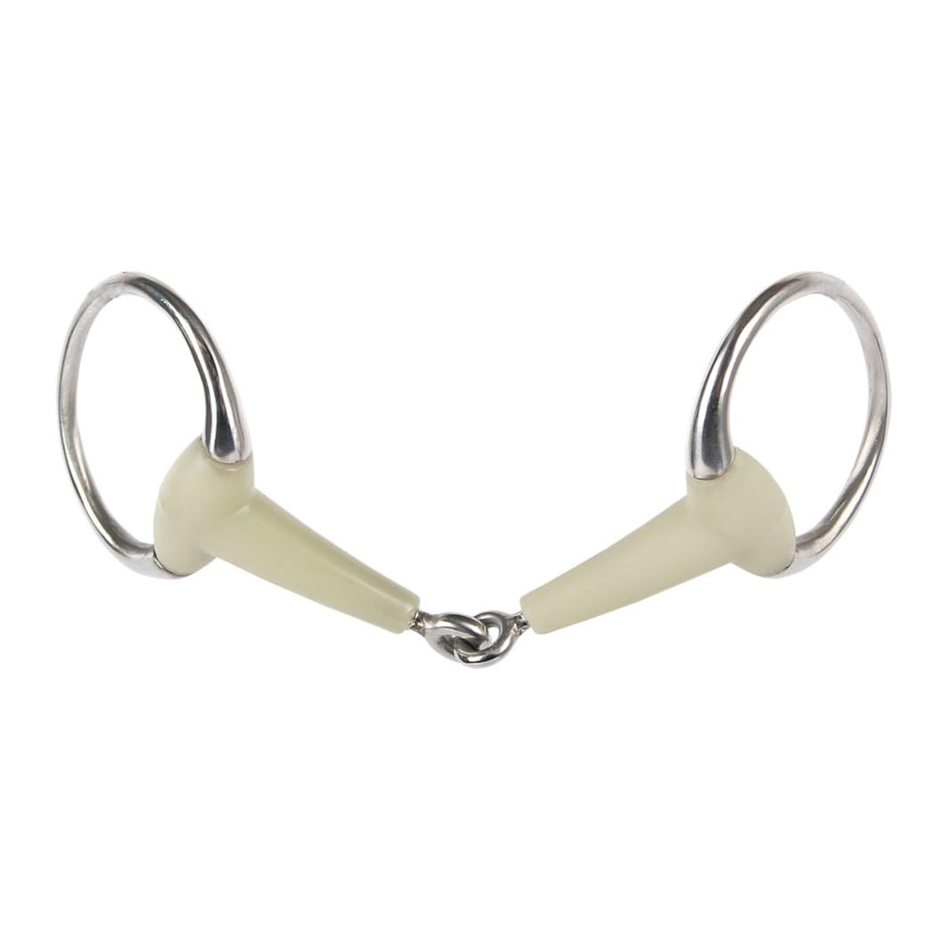 Mors ES0016 Mors à tête d'olive simple cassé avec goût pomme en acier inoxydable Diamètre de l'anneau 72 mm Épaisseur 19 mm (11,5 cm)
