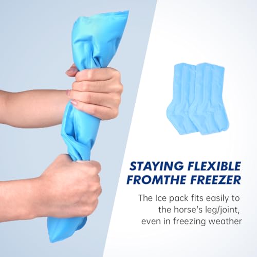 COMFPET Pacote de gelo de cavalo de gel, envoltório reutilizável de perna de cavalo para lesões, cob