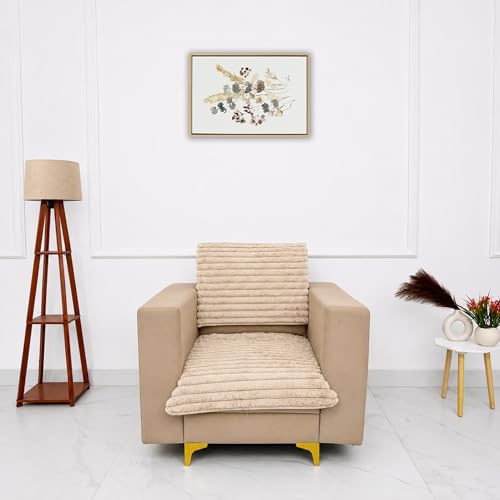 Image of Homerz Premium Rabbit Fur Sofa Cover with Anti-Skid Backing, Soft Plush Fabric Sofa Protector for Living Room Furniture (Beige, 1 Seater, Seat Cover with Backrest)