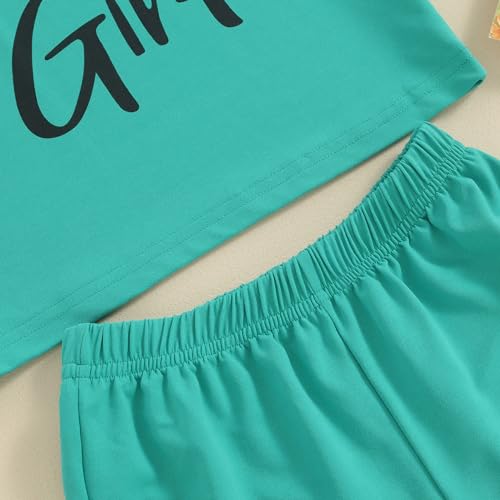Image of Toddler Little Girl Clothes Summer Sleeveless Daddys Girl Letter Tank Tops Shorts Set 2Pcs Kids Casual Outfits