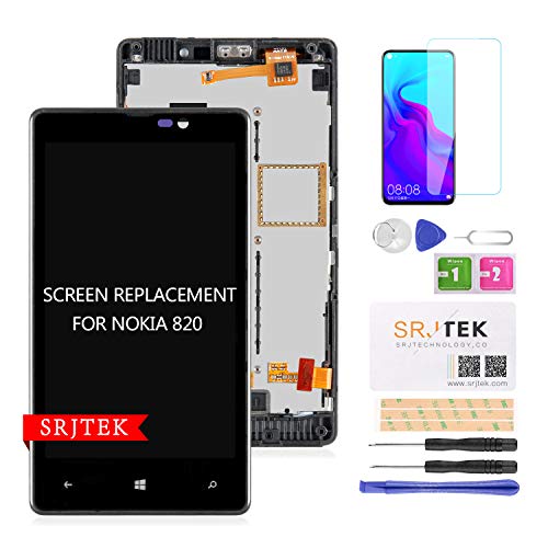Screen Replacement for Nokia Lumia 820 LCD Display Touch Digitizer Glass with Frame Panel Full Assembly Black