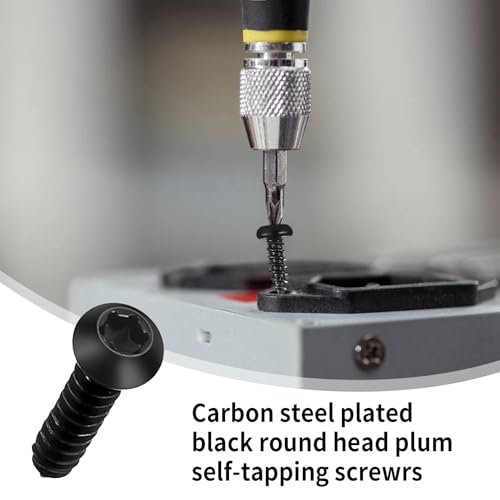 600 Stück Blechschrauben Selbstschneidende Schrauben, Schwarze Torx Schrauben Set, Kleine Karosserieschrauben Set, Rundkopf Fassadenschrauben Holzschrauben für Kunststoff Weichmetall M2 M2.3 M2.6 M3