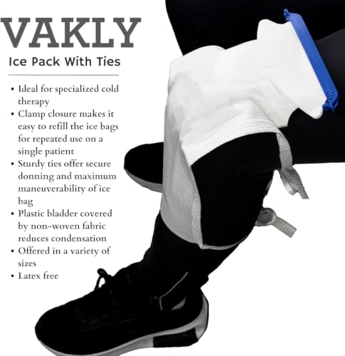 Image of Vakly Large Refillable Ice Bags 6.5 x 14, Reusable Ice Pack with Clamp Closure, Soft Outer Covering & Leak-Resistant Inner Layer for Hospital, Home & Sports Use 50 Pack
