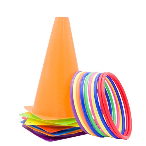 OBTANIM 26 Pcs Plastic Cones Ring Toss Combo Set Outdoor Carnival Games for Kids Adults Birthday Party Throwing Backyard Games