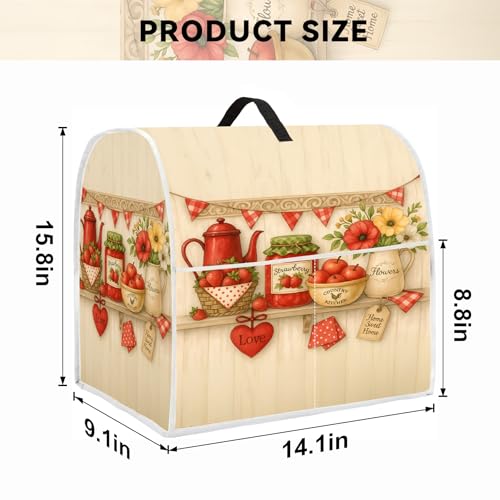 Image of Kitchen Dust Cover Compatible with 4.5 5 6 8 quart Stand Mixer, Kitchen Appliance Protective Covers with Top Handle and Pocket (Classic shelf, For All 6-8 qt Mixer)