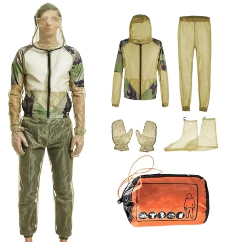 Mosquito Suits for Adult Women Full Body Fly Suit Breathable Jacket Pants Gloves Set for Beekeeping Gardening Camping