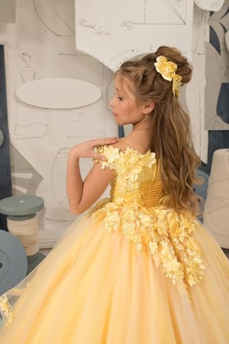 Tulle Flower Girl Dress for Wedding Off Shoulder Pageant Princess Dresses for Girls Appliques Evening Ball Gown2
