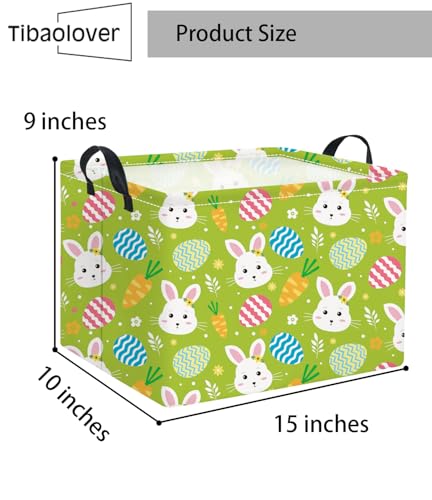Image of Rectangular Easter Bunny Storage Basket for Kids & Baby - Cute Toy Storage Bin and Organizer - Room Decor